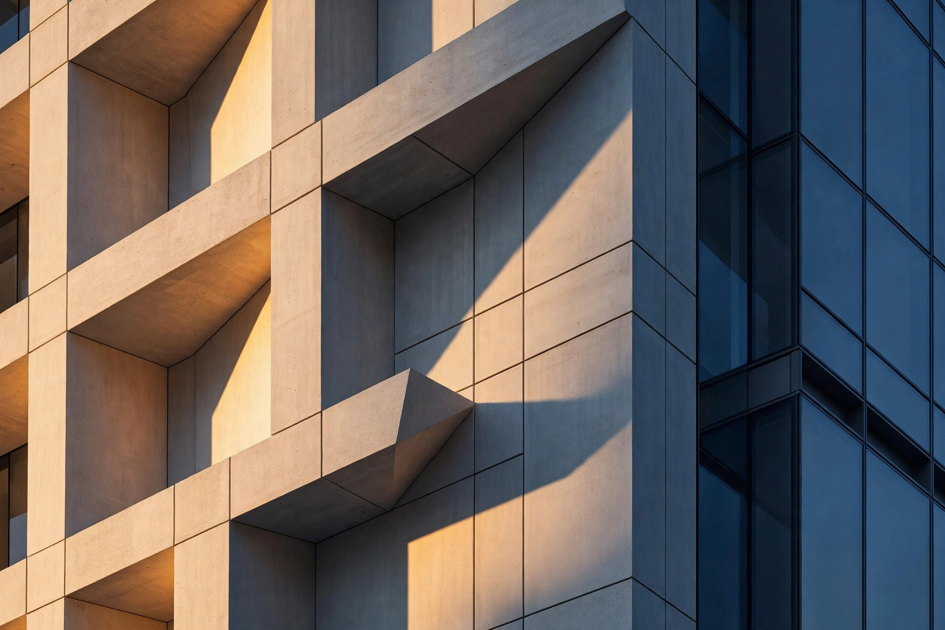 Architectural detail with dramatic light and shadow, representing strategic precision