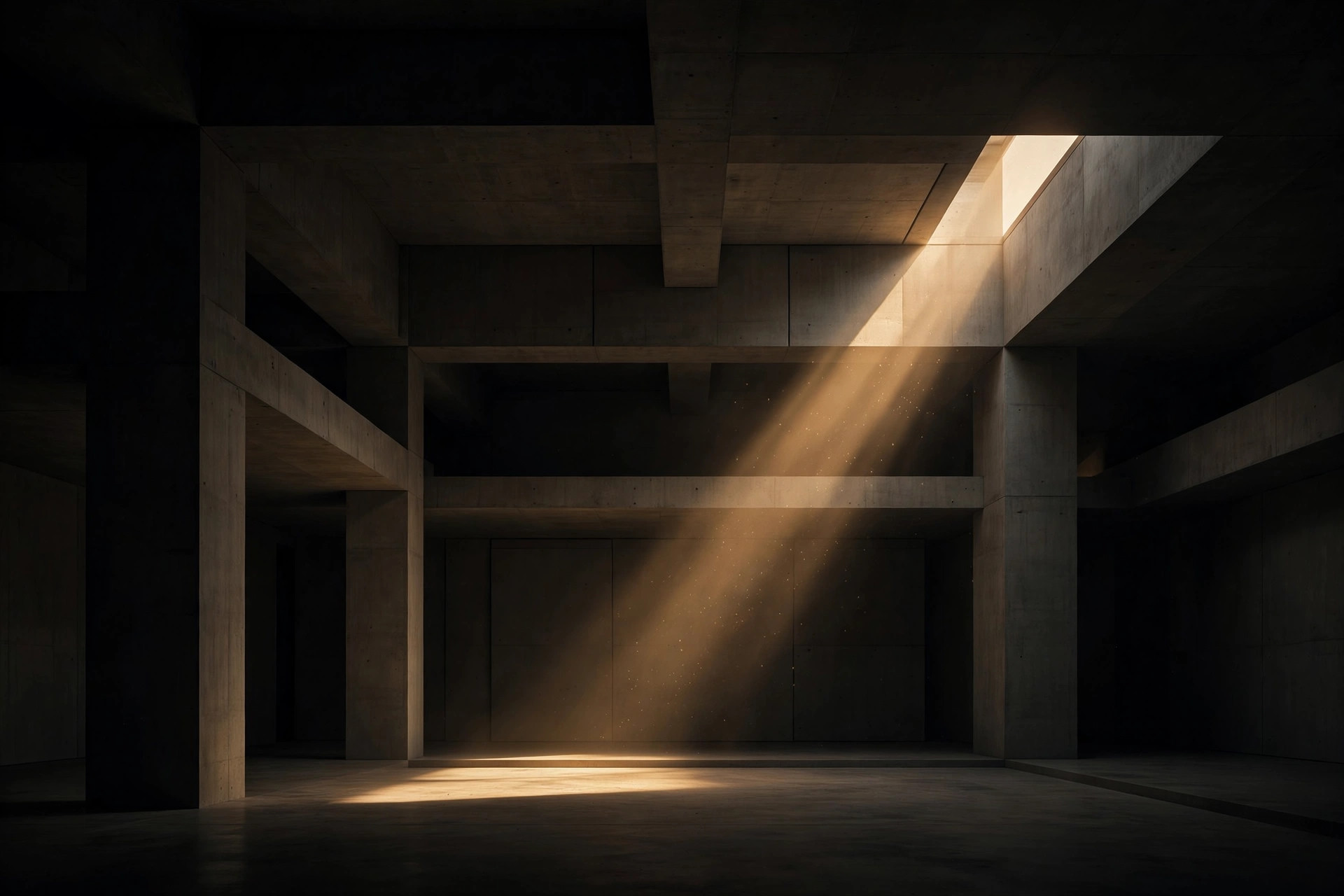 Golden light cutting through darkness